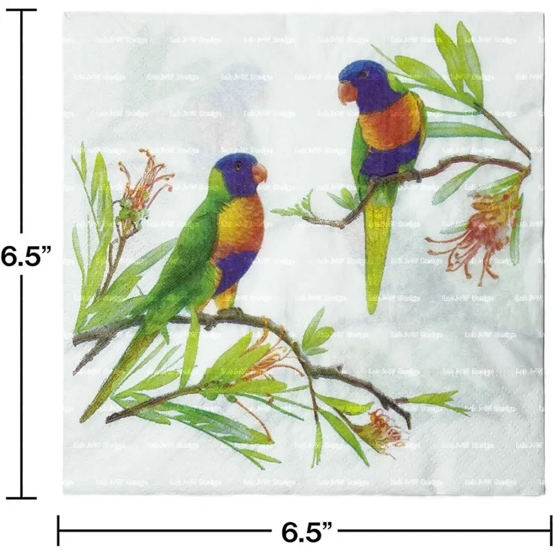 Paper Napkins Disposable Paper Placemats Magpie Branch Double Bird Square Napkin Flower Bird White Background Green Branches Wedding Party Supplies Decoration Placemats