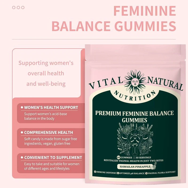 Feminine Balance Gummies PH Level Vaginal Ph Balance Healthy Vaginal Flora &Yeast Support Health Odor