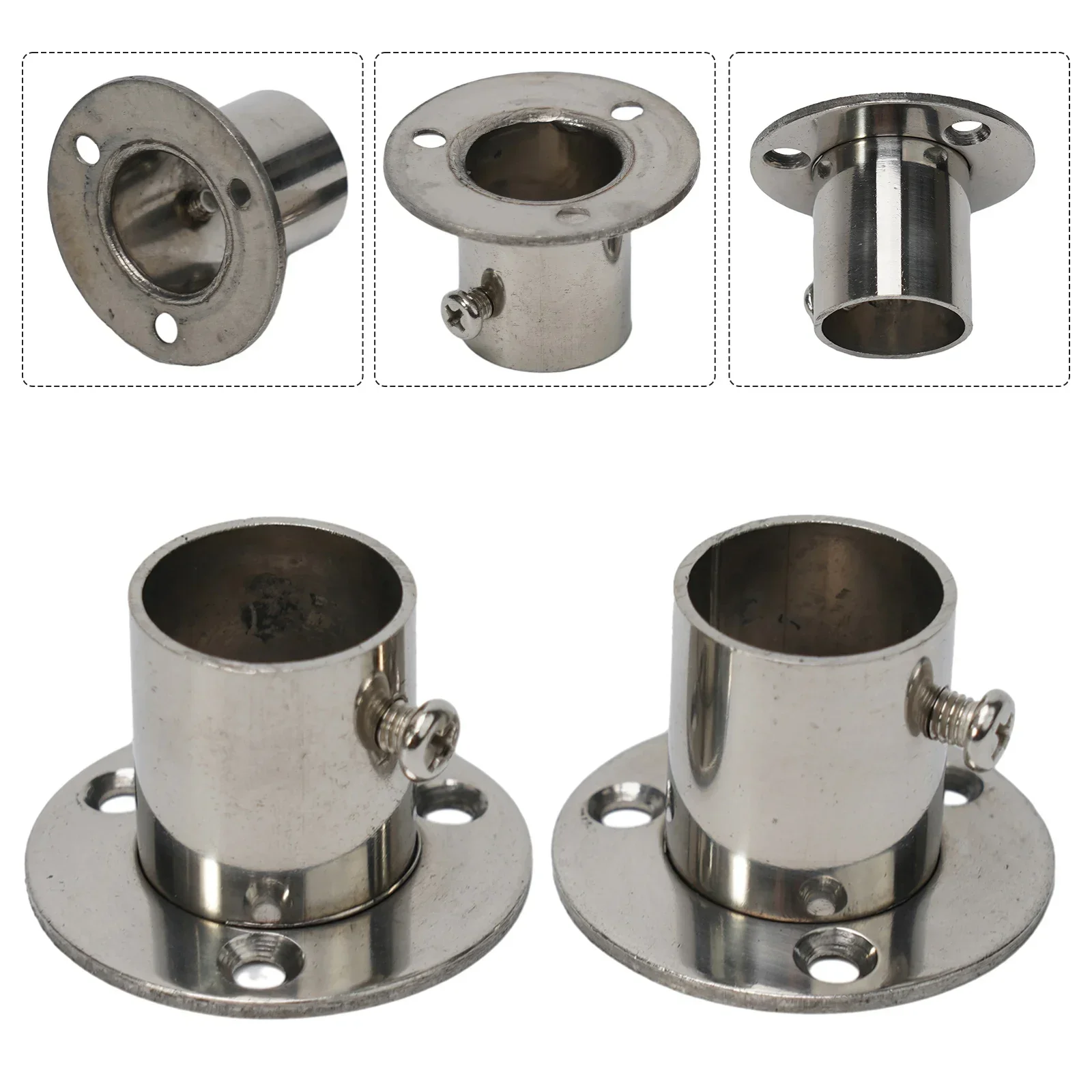 10 Soportes De Brida De Armario De Acero Inoxidable, Soporte De Riel Para Ropa Soporte De Tubo Redondo 88299717