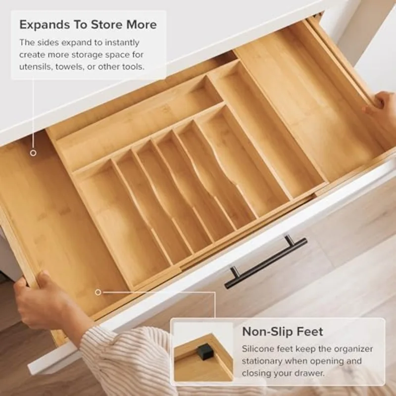 Flatware and Utensil Organizer for Kitchen Drawers, Food-Safe Contract Grade, Expandable From 18 To 33 In 4