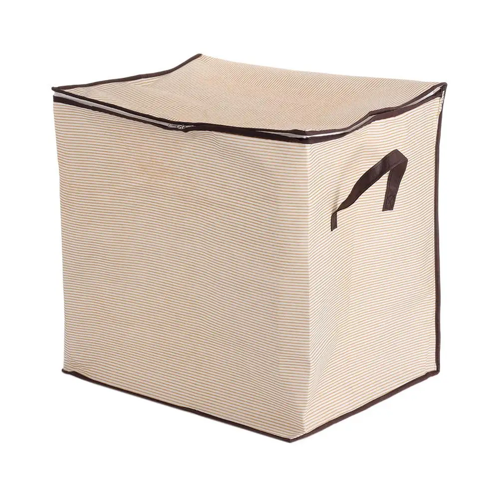 Gift Stripe Quilt Storage Bag with Handles Dust-proof Closet Organizer Foldable Clothes Storage Bins 6