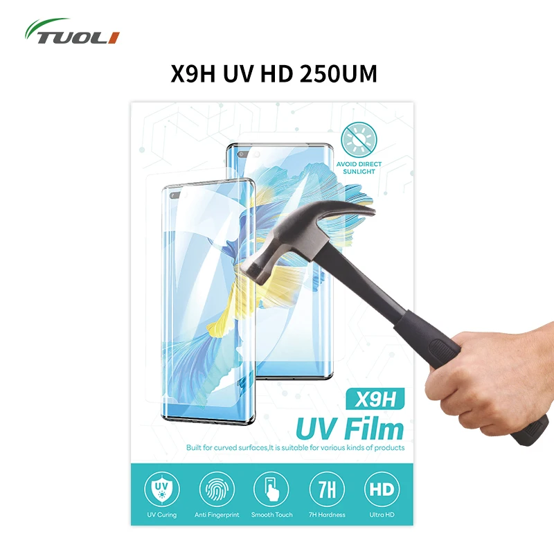 

TUOLI 250um 50Pcs X9H HD UV Curing Film Full Screen Protector Screen for Mobile Phone TL568MAX TL168 TL518B TL518A TL168Plus