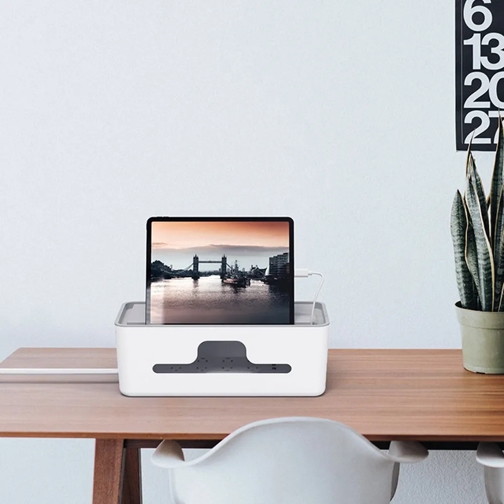 1Pcs 프리미엄 플라스틱 케이블 관리 상자 홈 오피스 침실 연구 코드 정리함 데이터 라인 보관을 위한 미끄럼 방지 고무 코너