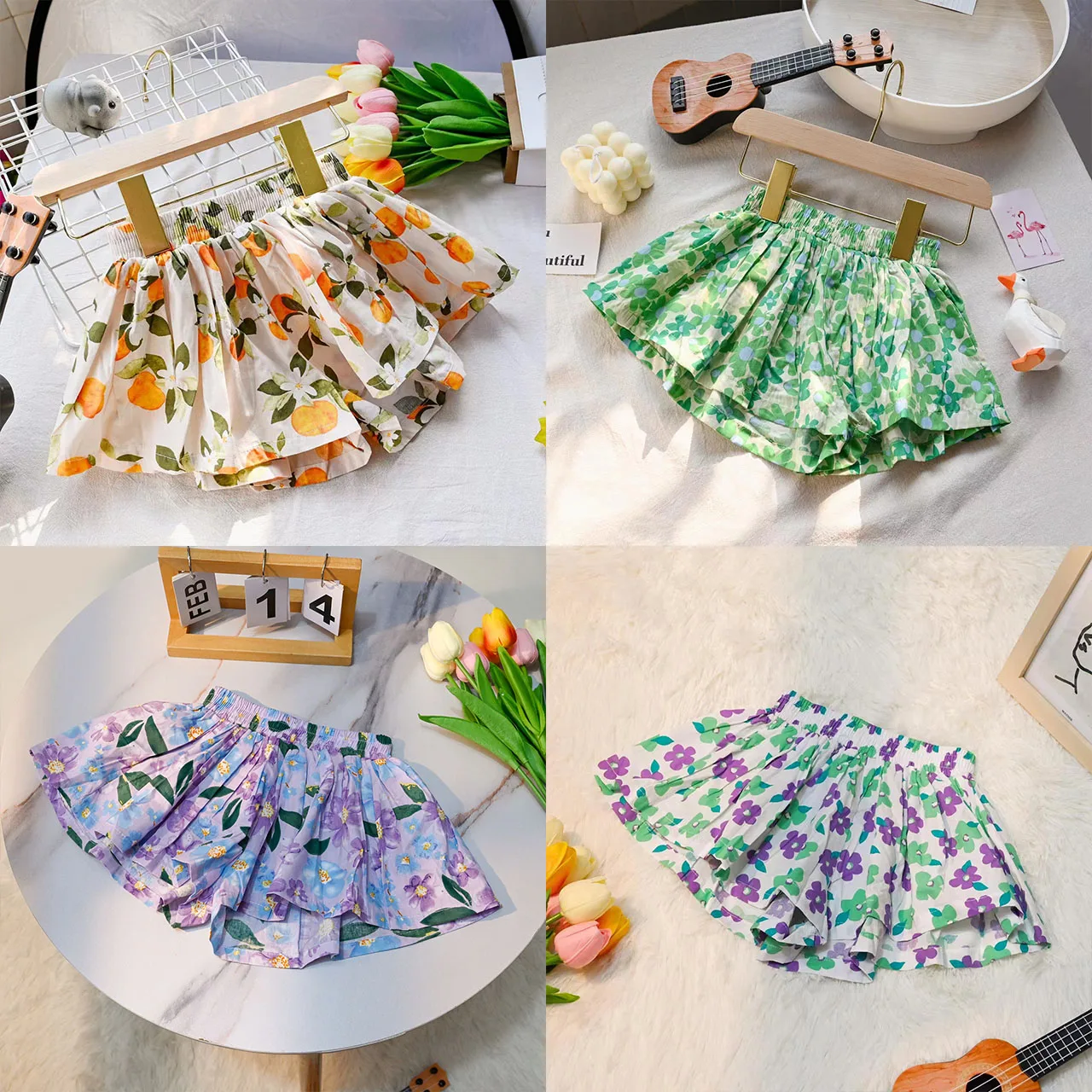 KIDS JERSEY SHORT WITH ELASTIC WAIST A CERAMIC GARDEN