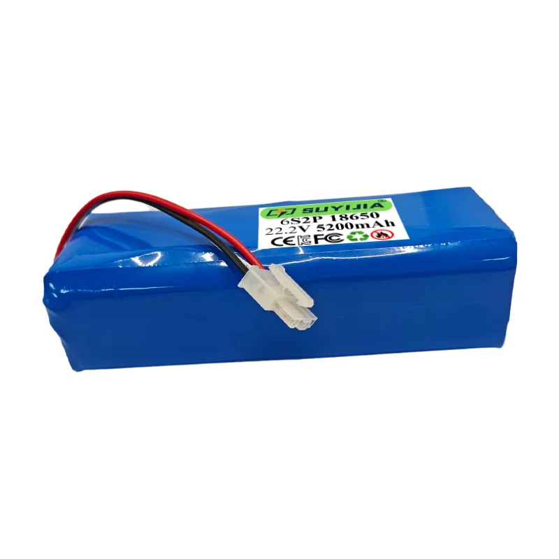 Pack batterie lithium 6S2P 22.2V 5200mAh 18650 avec BMS, prêt à être installé dans un robot ou drone