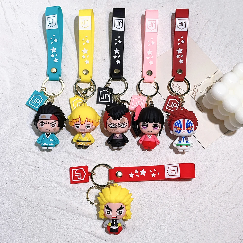 

Брелок для ключей с японским аниме, фигурка рассекающего демонов, милый силиконовый мультяшный Брелок с подвеской камадо танджиро, аксессуары для сумок, детские игрушки