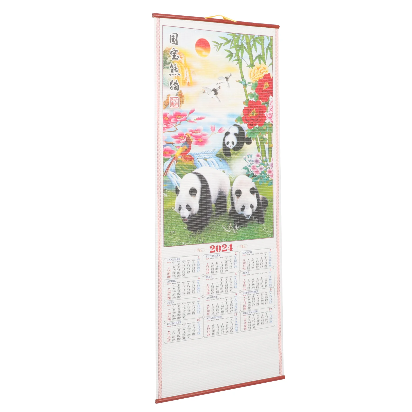 Year of The Dragon Calendar Calendars Hanging Scroll Wall Monthly Wood Office Supplies Planning chinese rice paper scroll with grids blank calligraphy and painting mounted half ripe xuan paper art set painting supplies