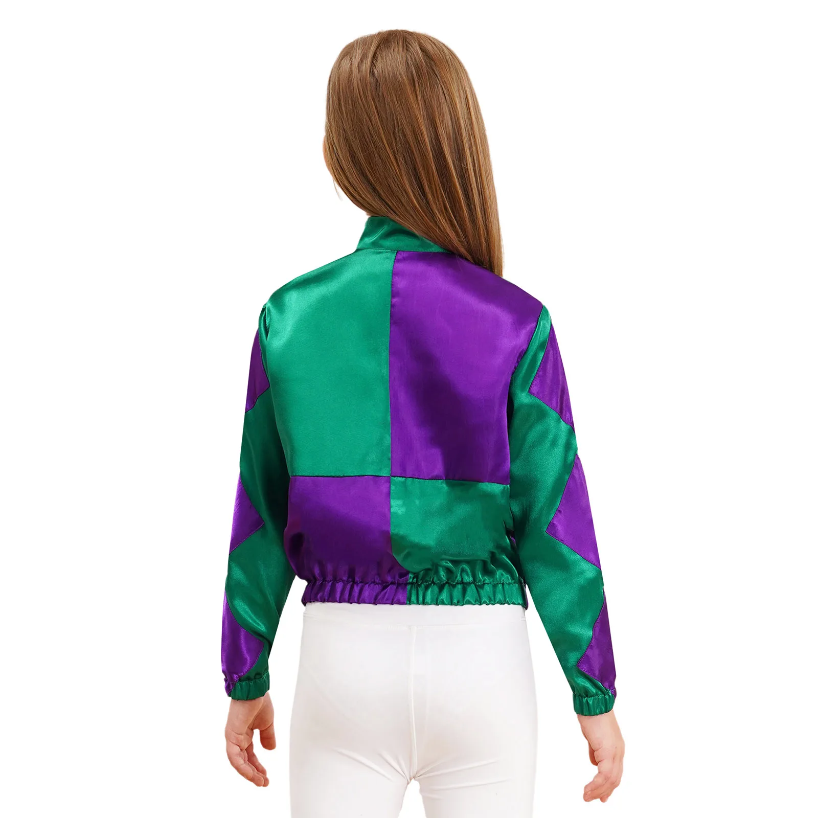 Cosplay Costume Kids Girls Halloween Carnival Jockey Riding Horse Trainer Cosplay Performance Costume Long Sleeve Color Contrast Zipper Jacket