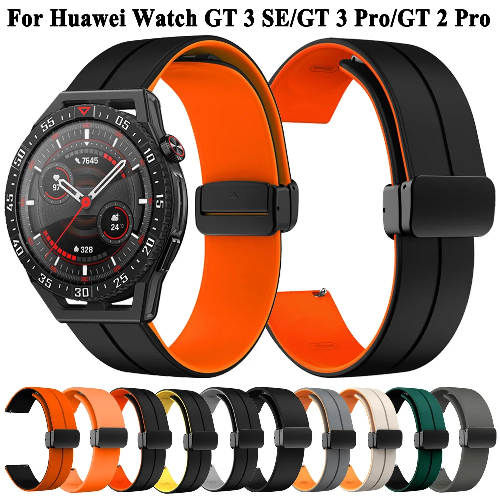 

22mm Silicone Strap For Huawei Watch GT 3 SE GT2 GT3 Pro 46mm Watchbands Magnetic Buckle Band For Huawei Watch GT 2E Bracelet