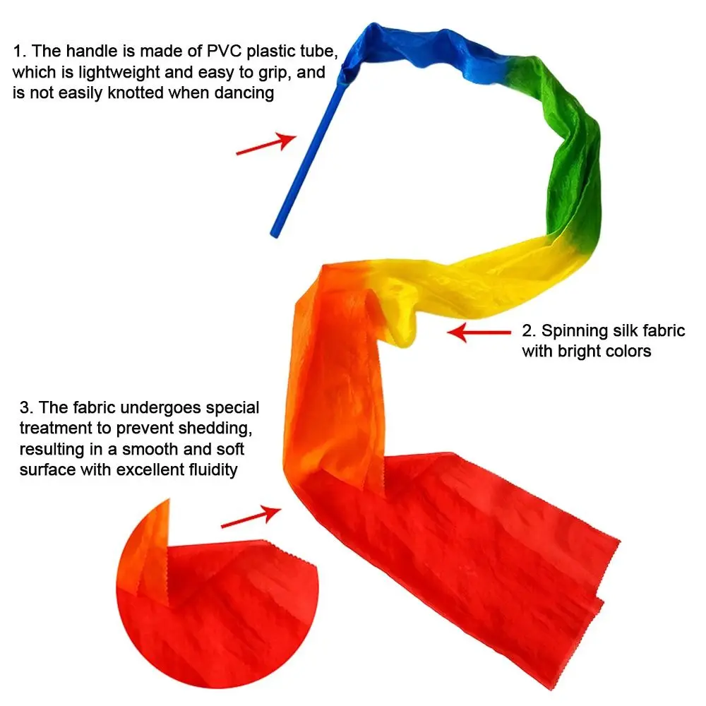 1Pc Colorful Dancing Ribbons With Rod Beautiful Gymnastics Ribbon Dance Ribbon Stage Show Prop Sports Props