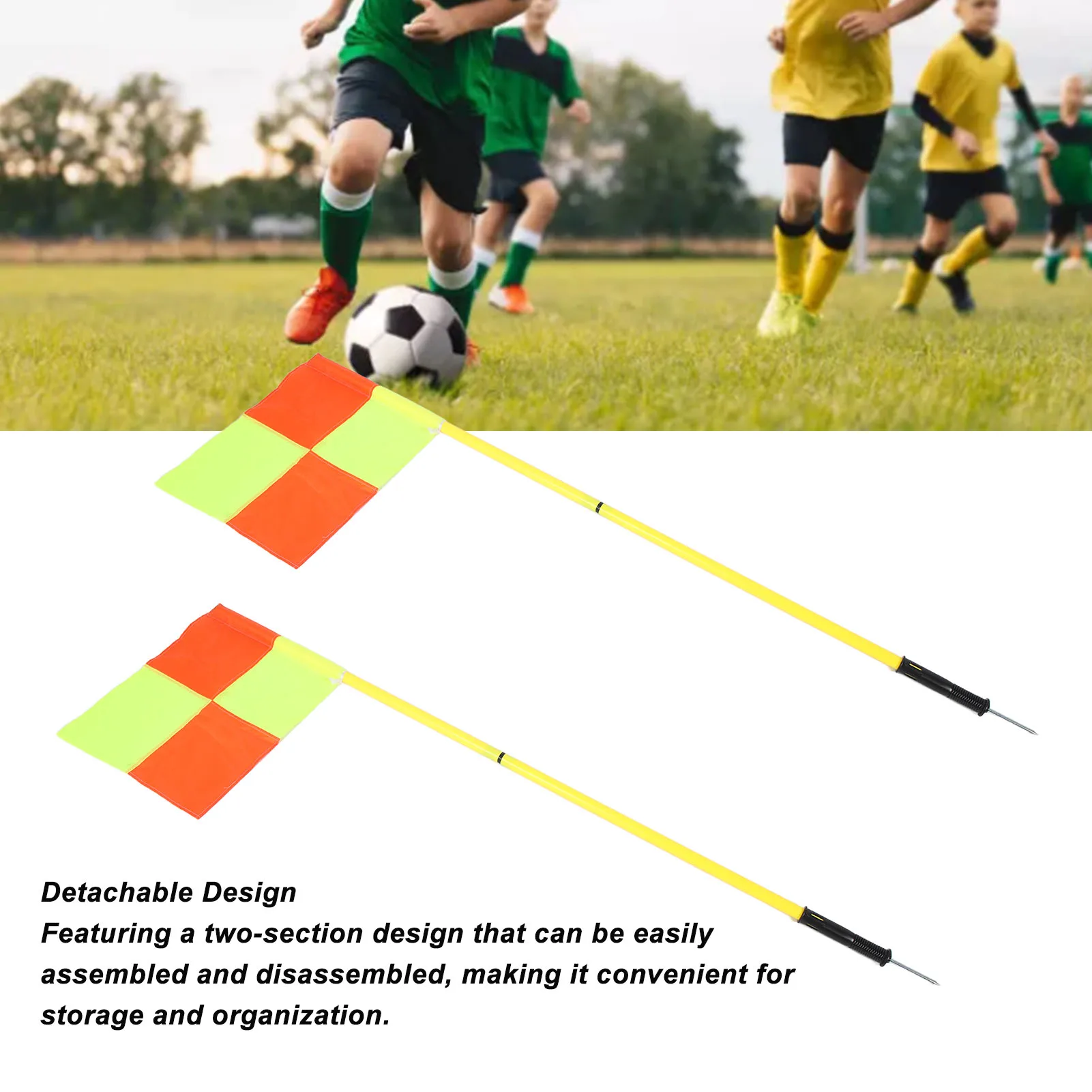 Soccer Flags Pole Corner Flags Set for Soccer Field with 4pcs Square 4pcs 2 Section 1.5m Poles Equipment