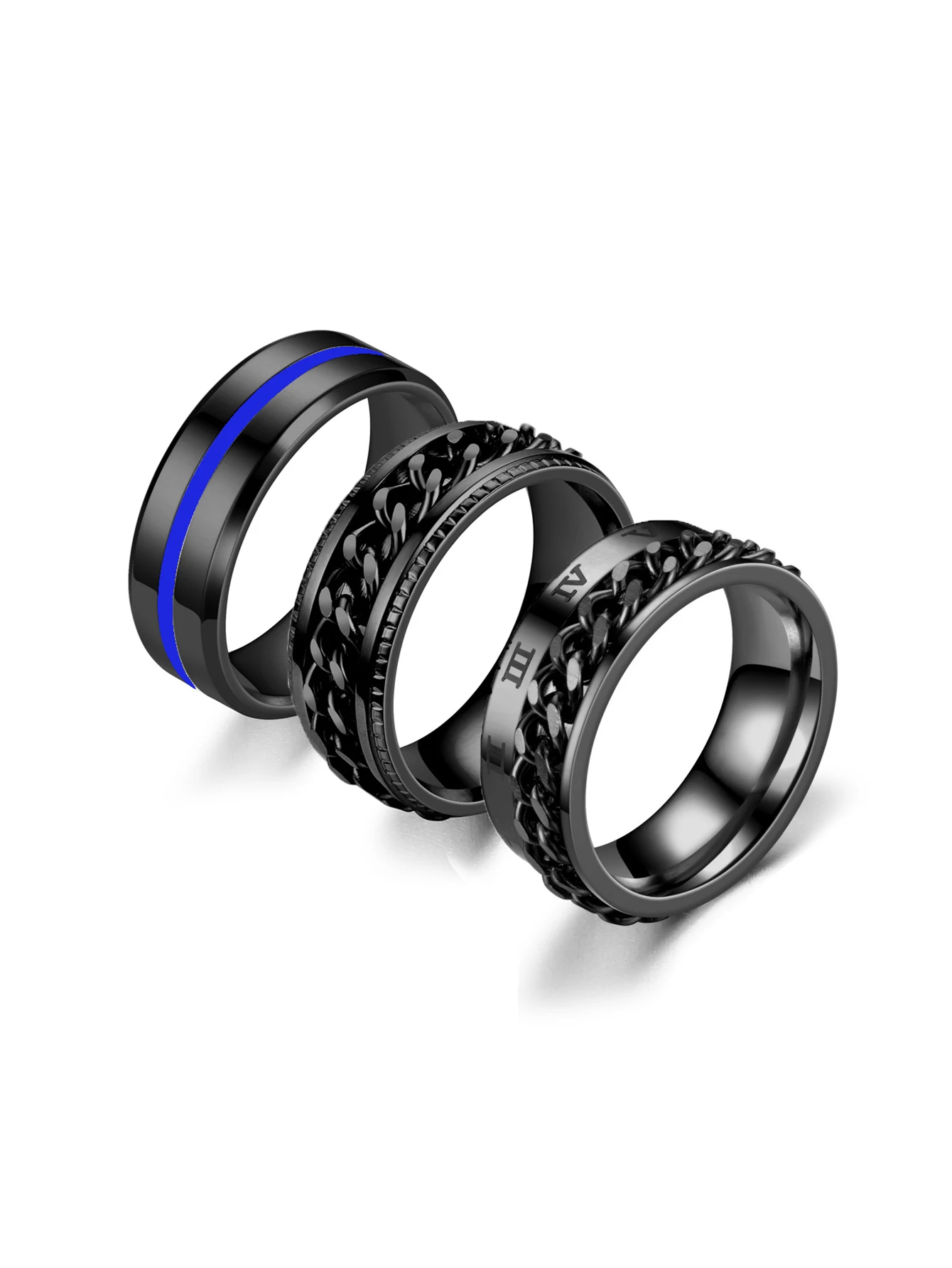 Finger Ring 3PCS Men Chain Decor