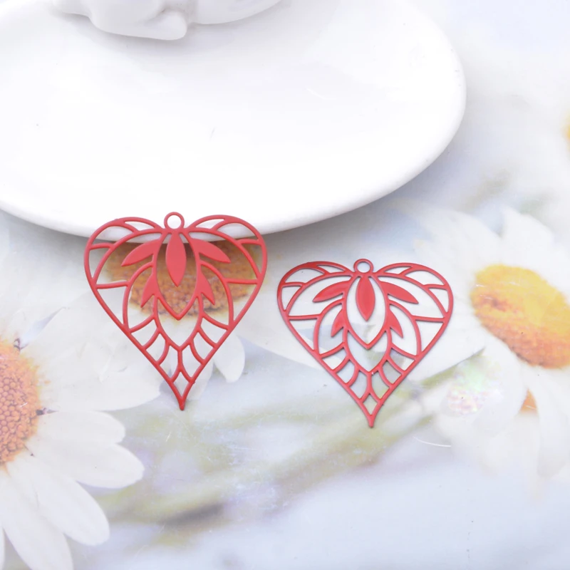 10pcs AB8210 황동 선조 하트 매력 다채로운 펜던트 Diy Jelwery 귀걸이 액세서리