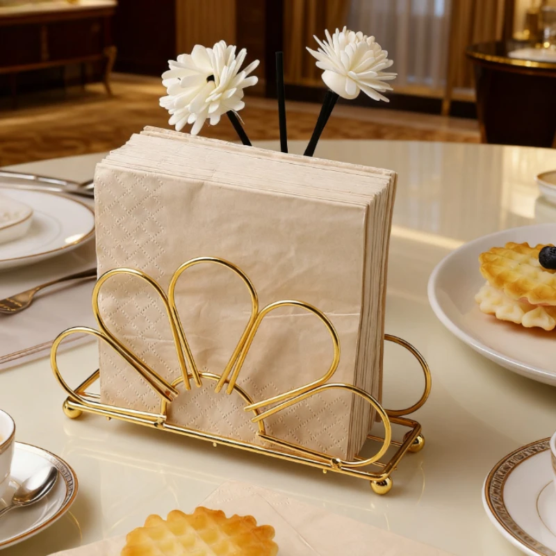 Iron Floral Napkin Holder for Hotel Cafe Tabletop Decor