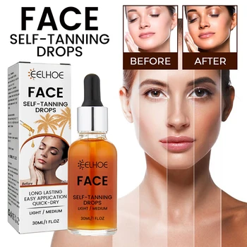 페이셜 블랙 에센스, 다크 내추럴 황갈색 안색 페이셜 셀프 태닝 세럼, 일광욕 오일 리퀴드 세럼, 30ml
