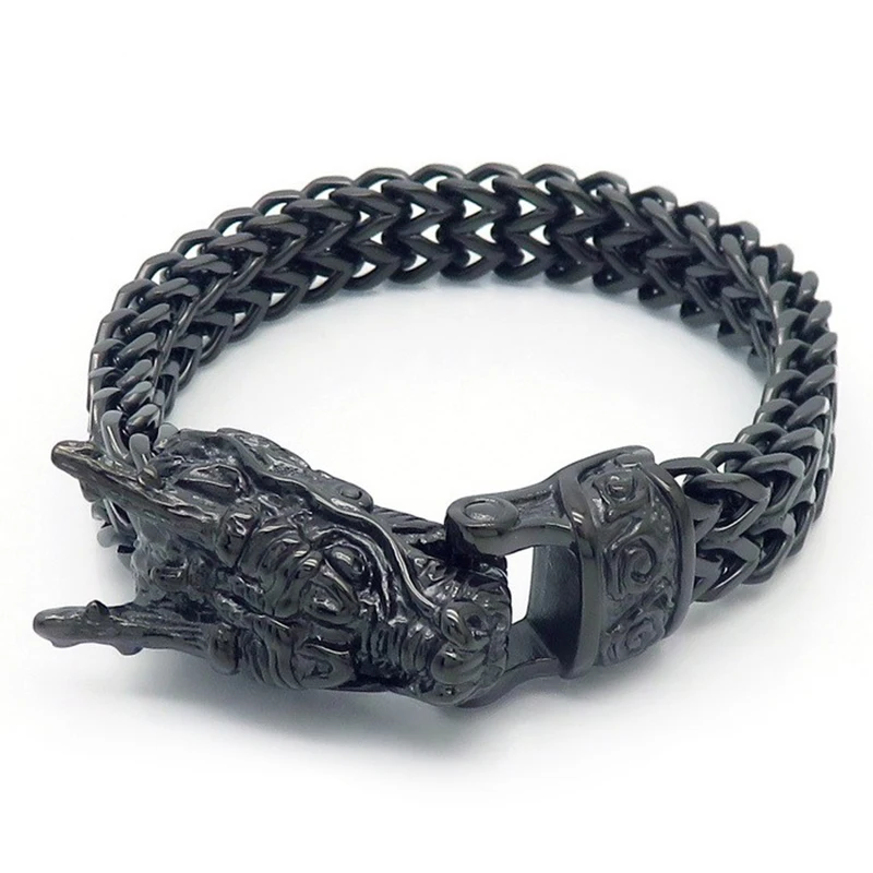 Dragon Pattern Titanium Steel Bracelet - Hypoallergenic Viking Style Jewelry For Men & Women