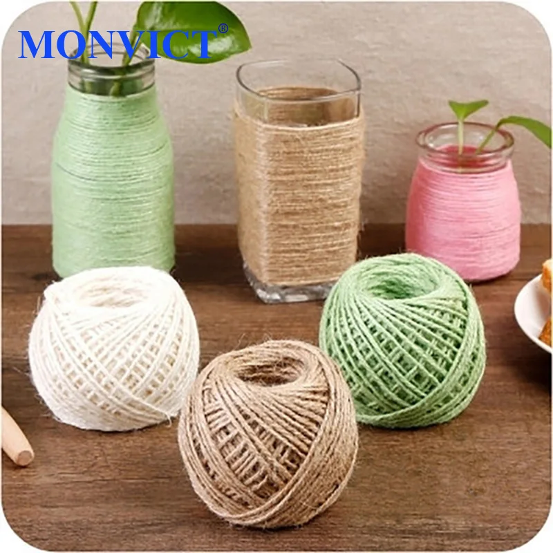 

100 Meter Natural Jute Twine Vintage Rope Color Jute Burlap Cord String For DIY Crafts Gift Wrapping Gardening Wedding Decor