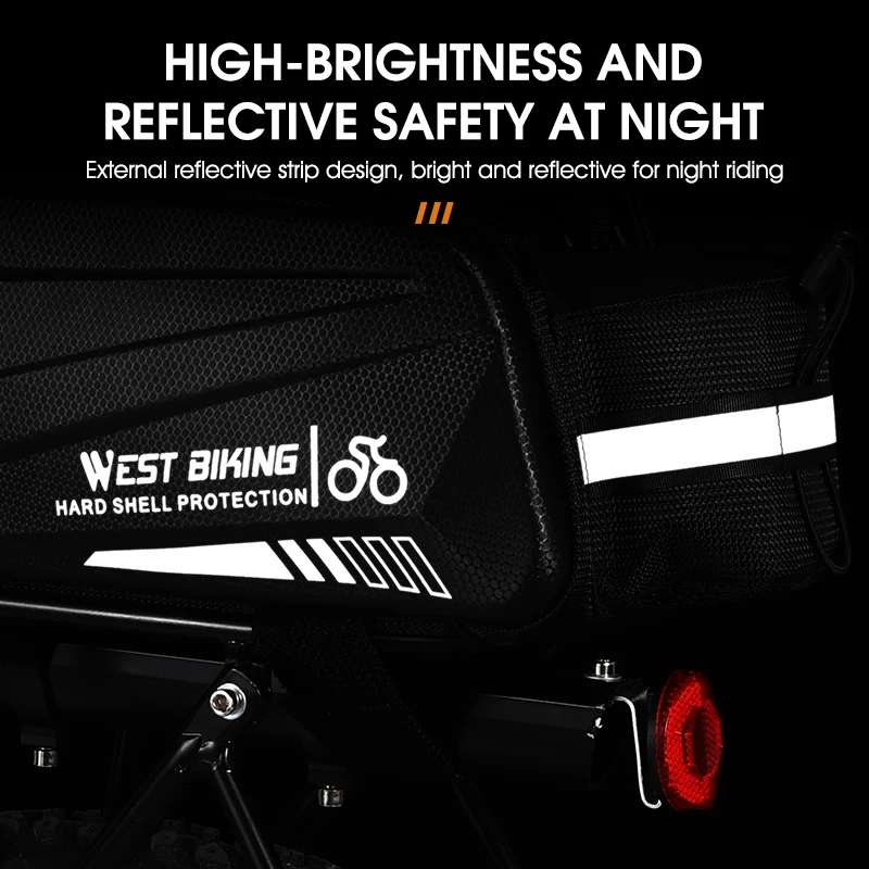 WEST BIKING Hard Shell Bicycle Trunk Bag Multifunctional Waterproof Bike Rear Seat Rack Bag Cycling Carrier Bag Bike Accessories
