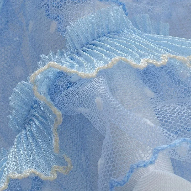 Description Picture 6 of itemPleated Tulle Lace Fabric, Light Blue, Fringed Trim, Wedding Dress, Ruffle Cuffs, Applique Sewing Accessories, Party, 1 Yard