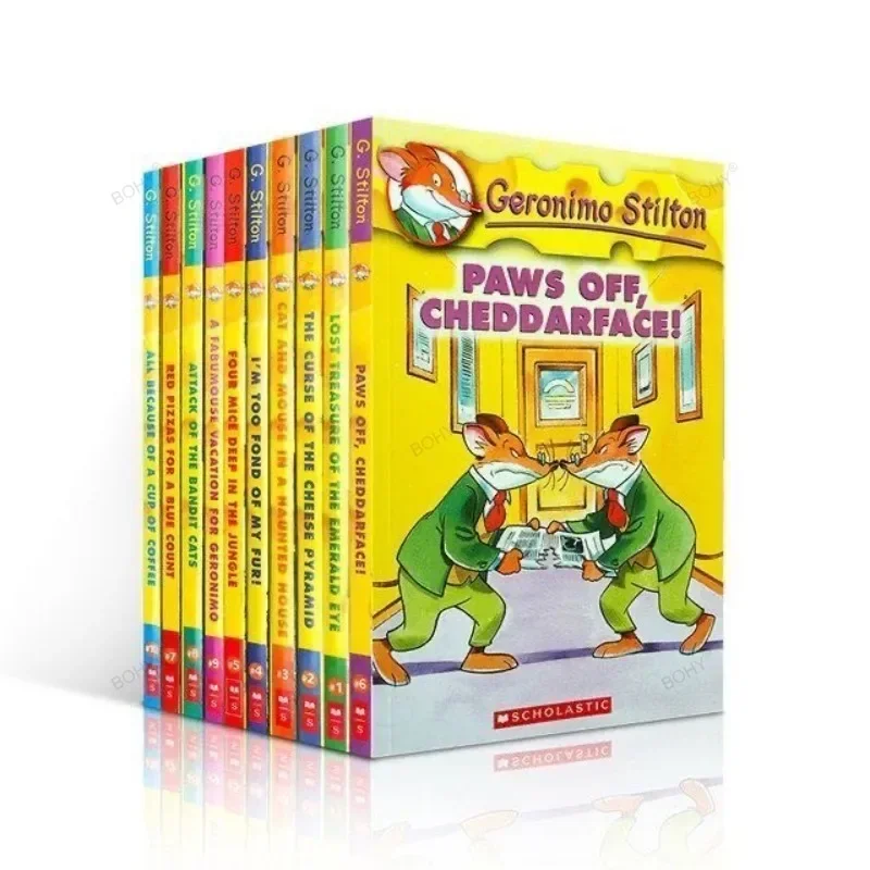 10-books-geronimo-stilton-1-10-humor-adventure-explore-brave-comic-fiction-parent-child-kids-story-english-picture-book