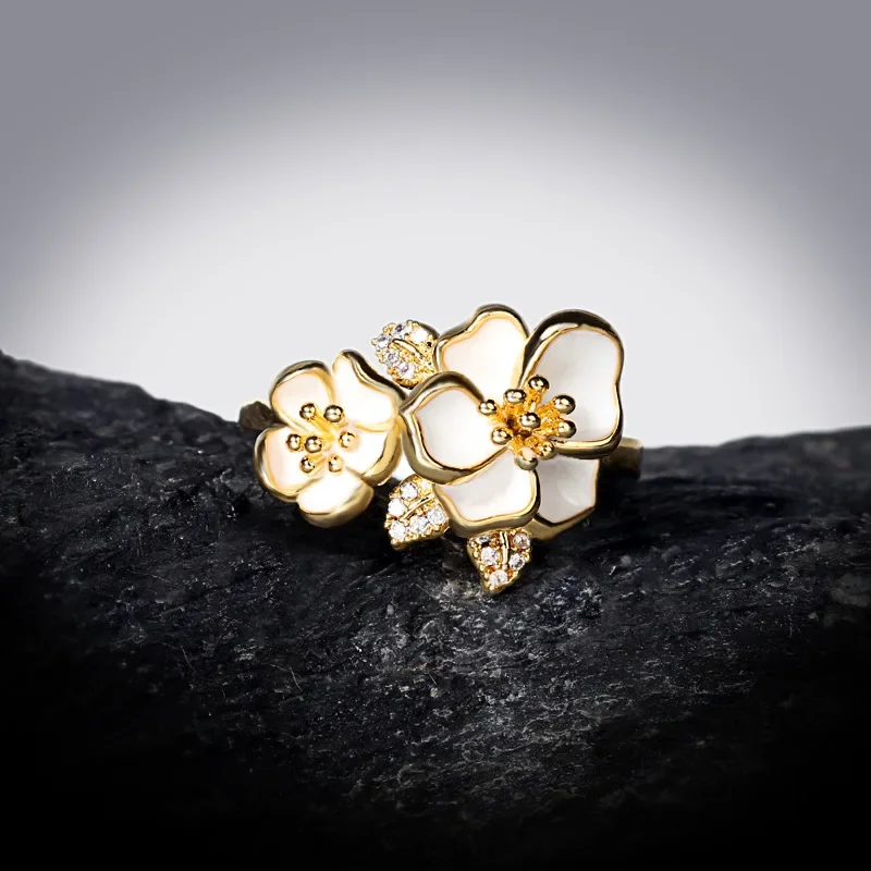 Ladies 925 Silver Handmade Enamel Ring Small Daisy Jewelry Wedding Rings silver ring wedding rings silver rings