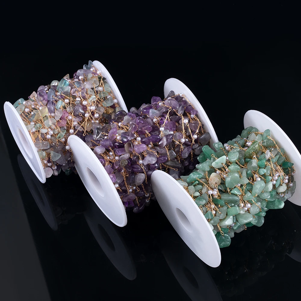 0,5 M 1 Meter Unregelmäßige Stein Halskette Ketten Imitation Perle Kupfer Kette für Armband Schmuck Machen DIY Zubehör Großhandel – Detail 1