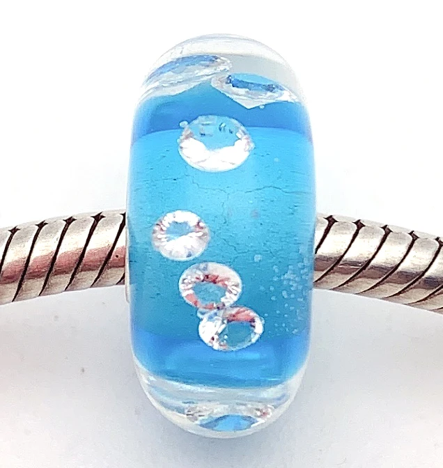 

JG76 100% S925 Sterling Silver Beads Murano GlassBeads Fit European Charms Bracelet DIY Jewelry LampWork Handmade