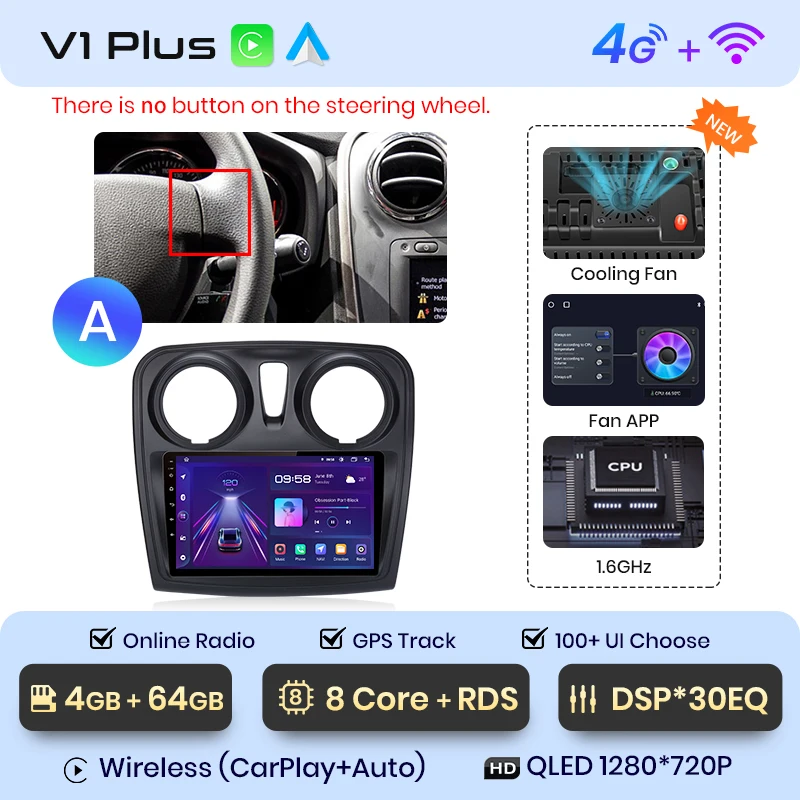 Android 13 Autoradio Per Renault Dacia Duster Sandero Lada DAB SWC 2+64G Carplay