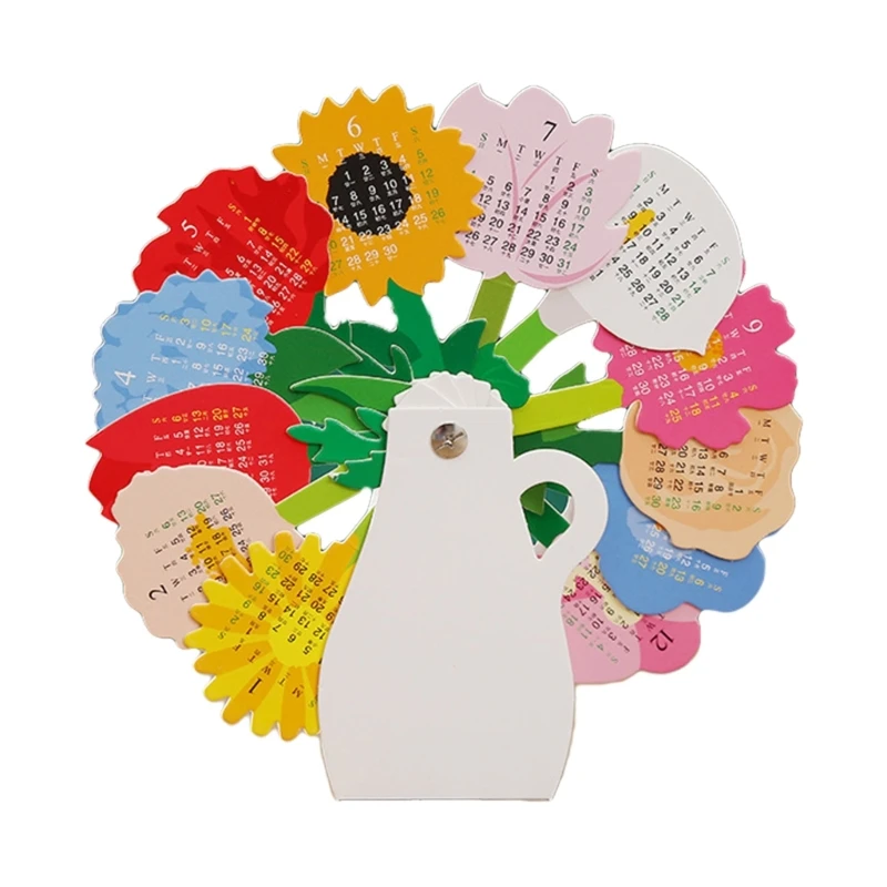 

Creative 2024 Flower Calendar Foldable Flipping Calendar Desk Decoration