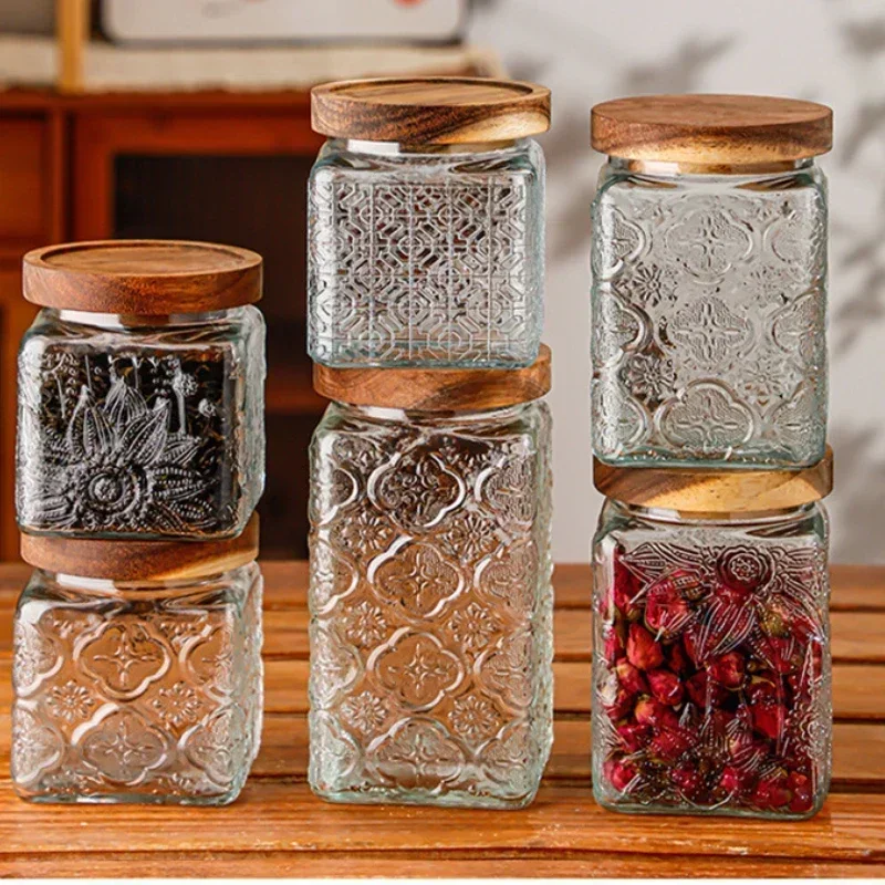 Airtight Containers for Food Glass Pots Airtight Lids Transparent Boxes for Storage Box Mason Jar Sealed glass jars with lids 2