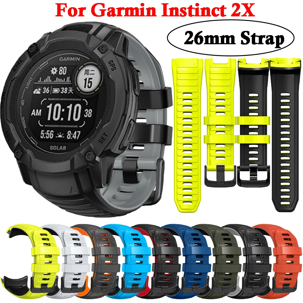 

Silicone Watchband Strap For Garmin Instinct 2X Sport Bracelet No Gap Band Wristband 26mm Smartwatch Accessories Correa