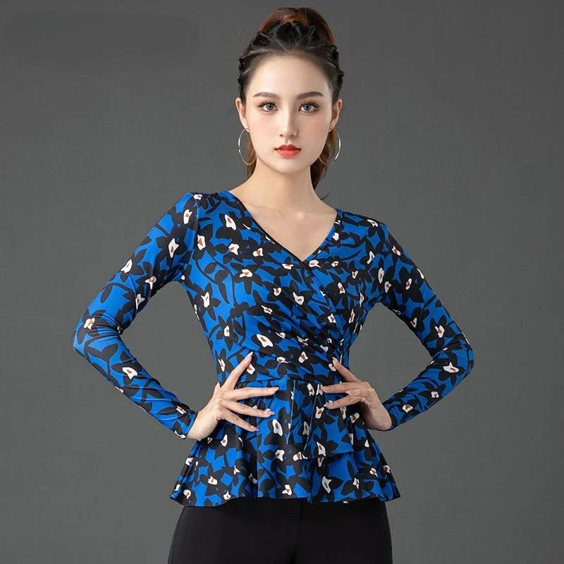 

National Standard Ballroom Dance Top New Modern Dance Top Latin Dance Jitba Dance Costume Practice Wear