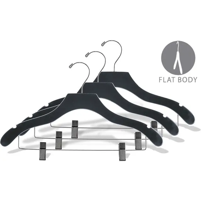 Classic Plastic Combo Hanger with Adjustable Clips, Flat Hangers with Notches and Swivel Hook (Clear/50)