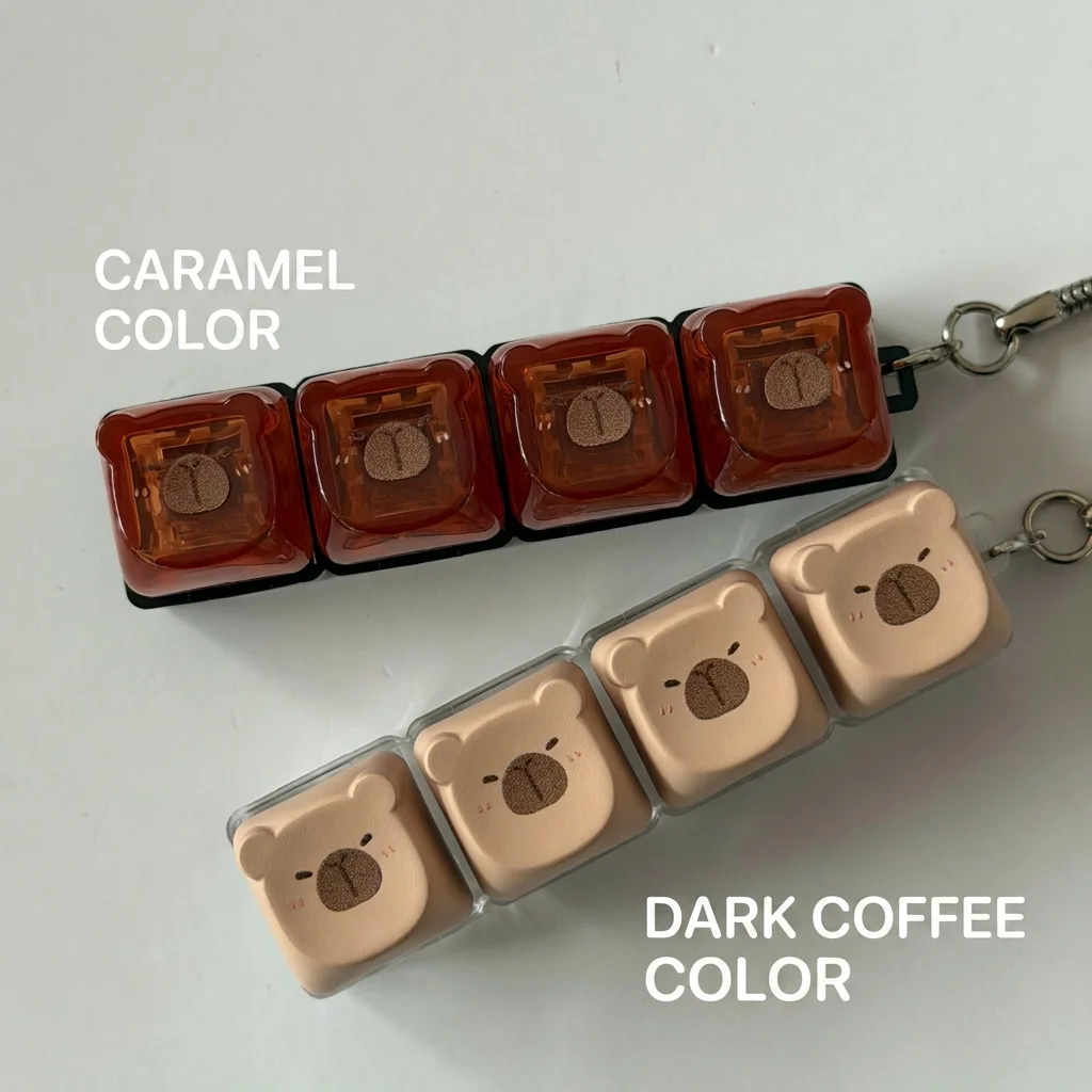 Colorful LED Light 4-Key Clicker Keychain - Stress Relief Portable Keyring Pendant