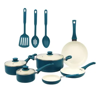 Mainstays 12-Piece Nonstick Cookware Set – Blue 1