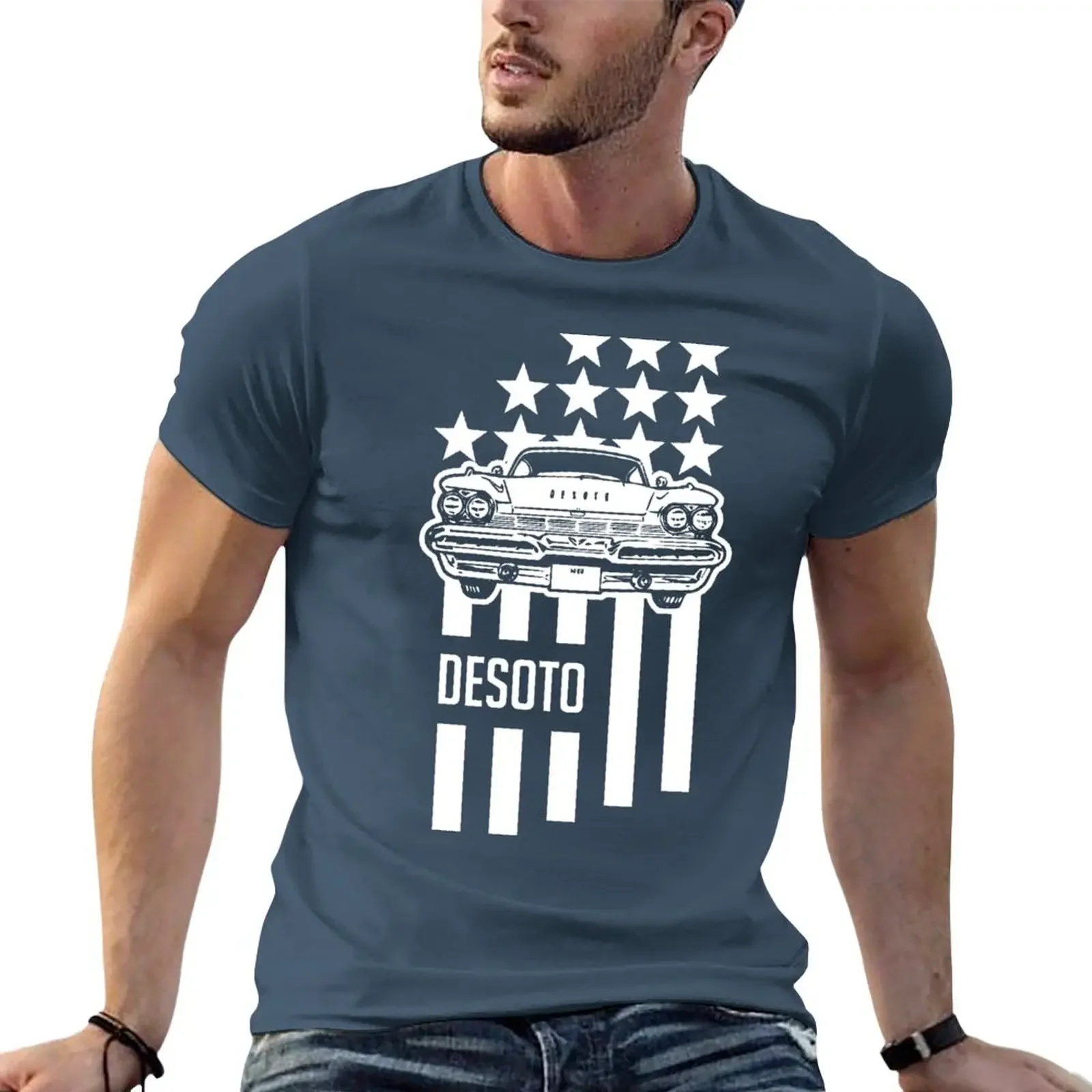 

1950s DeSoto Stars & Stripes T-Shirt kawaii clothes boys animal print mens clothing