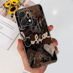 Fashion Dragon Metal Pattern Silicone Phone Case - Soft TPU Cover for Honor X7a (Beige)
