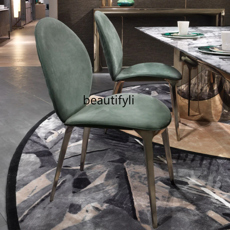

Italian Simple Luxury Embroidery Chair Modern Light Luxury Home Living Room Embroidery Dining Chair
