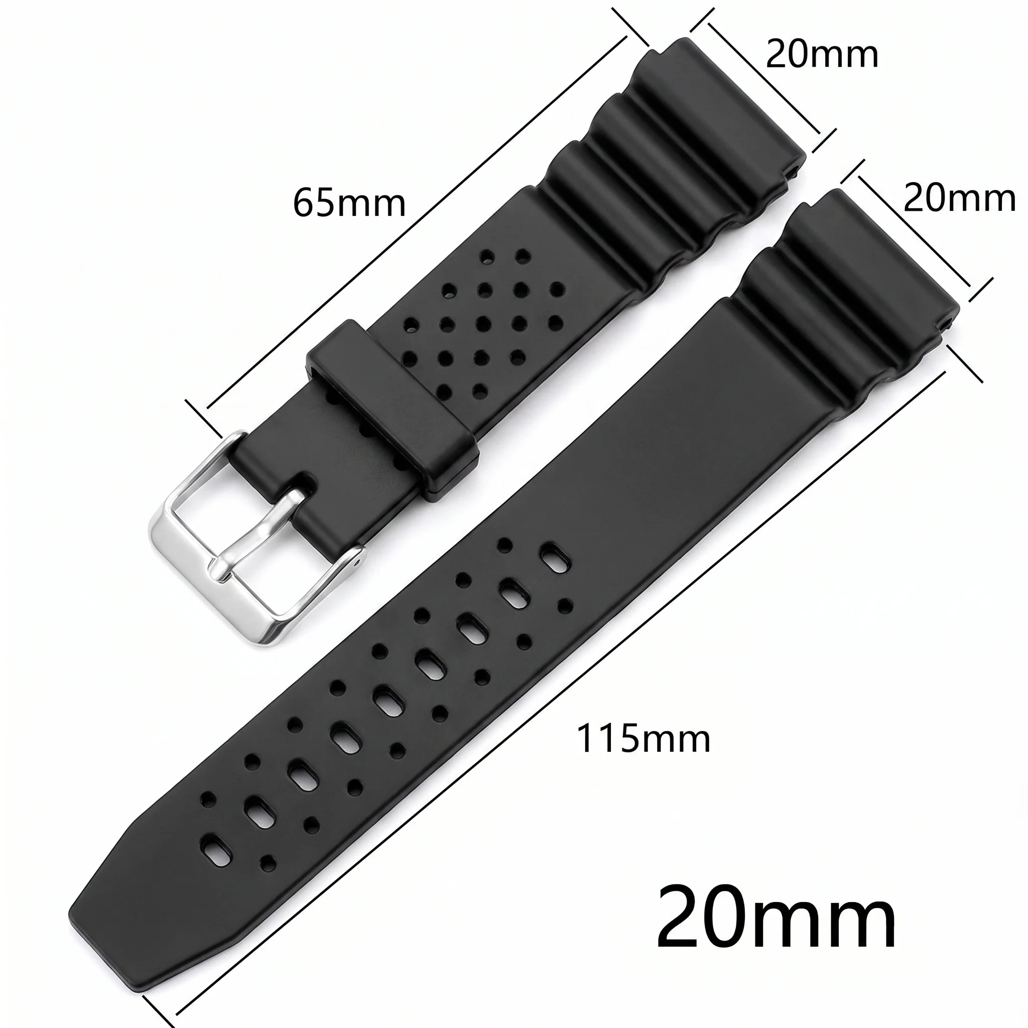 Premium Men's Sports Silicone Watch Strap - Durable 18mm, 20mm, 22mm Rubber Watchband Accessory