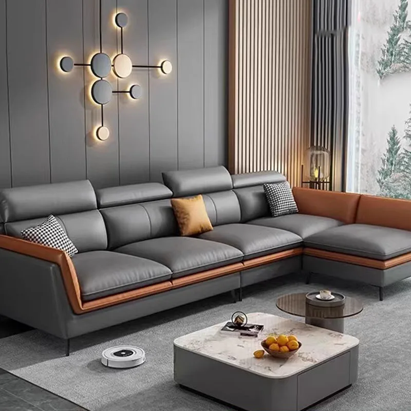 

Cozy Modern Sofa Chair Waterproof Simple Stretch Sectional Living Room Sofas Floor Leather Lounge Divani Da Soggiorno Furniture