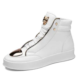 2023 Fashion Skateboard Shoes Leopard Platform Shoe Sport Training Shoes Men's Ankle Boots High Top Casual Shoes Men Sneakers