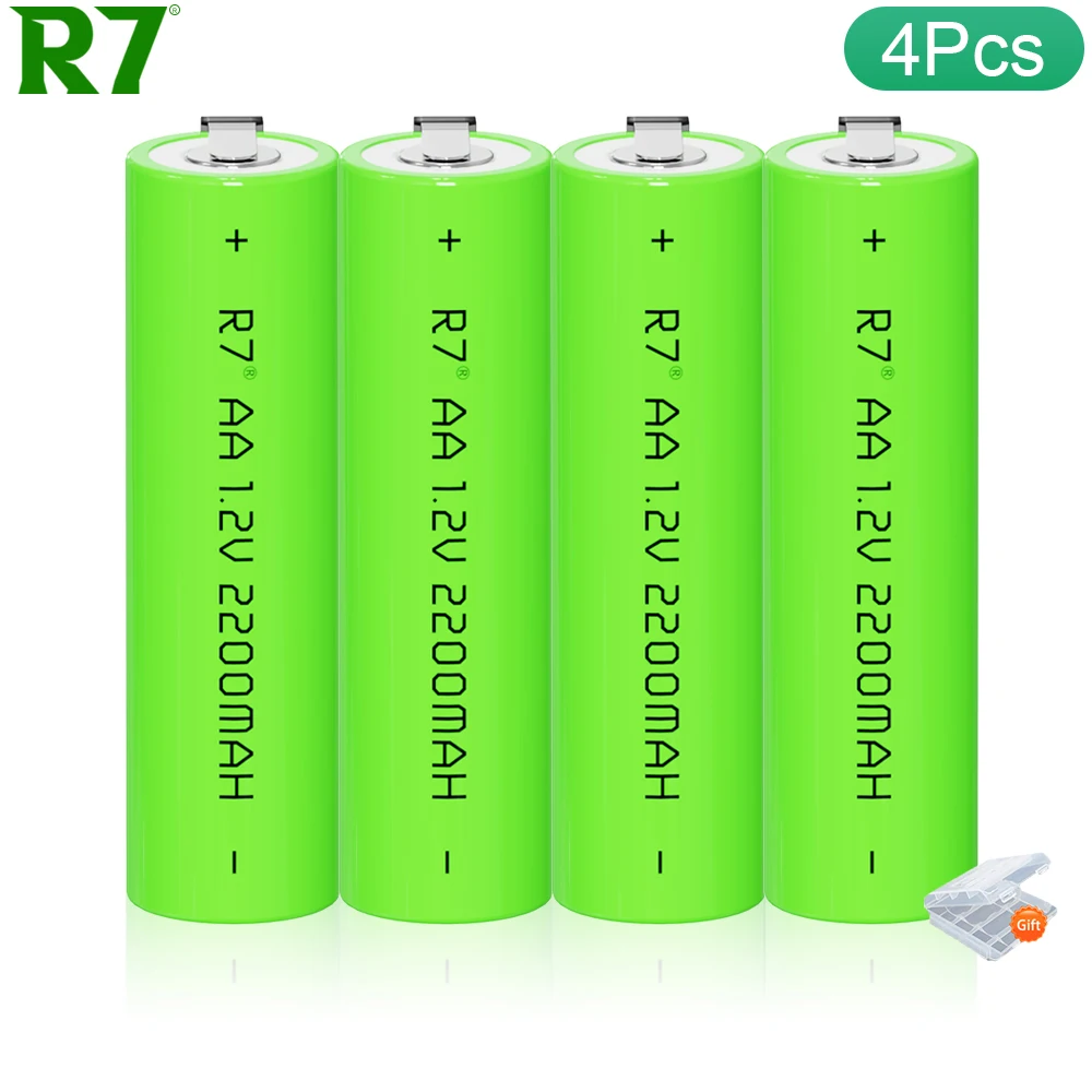 

4PCS R7 2200mAh 1.2V nimh AA rechargeable battery Green shell AA with welding tabs for Philips electric shaver razor