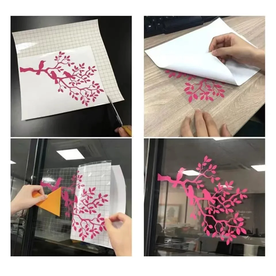 30.5cm x 100cm 투명 비닐 응용 테이프 자동차 벽 공예 아트 데칼 전송 용지 테이프 접착제 DIY에 대 한 4 색 정렬 그리드