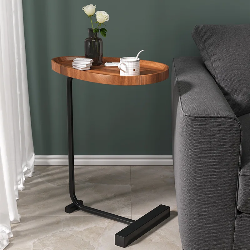 Side table c shaped end table for couch bed tv tray for eating on couch small end tables small spaces easy assembly JOYLIVE Coffee Table Bedroom Bedside Table Small Round Living Room Balcony Tea