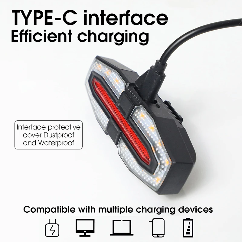 WEST BIKING Bike Taillight Remote Control Bicycle Turn Taillight Type-C Charging LED Cycling Warning Lamp Portable Bike Light