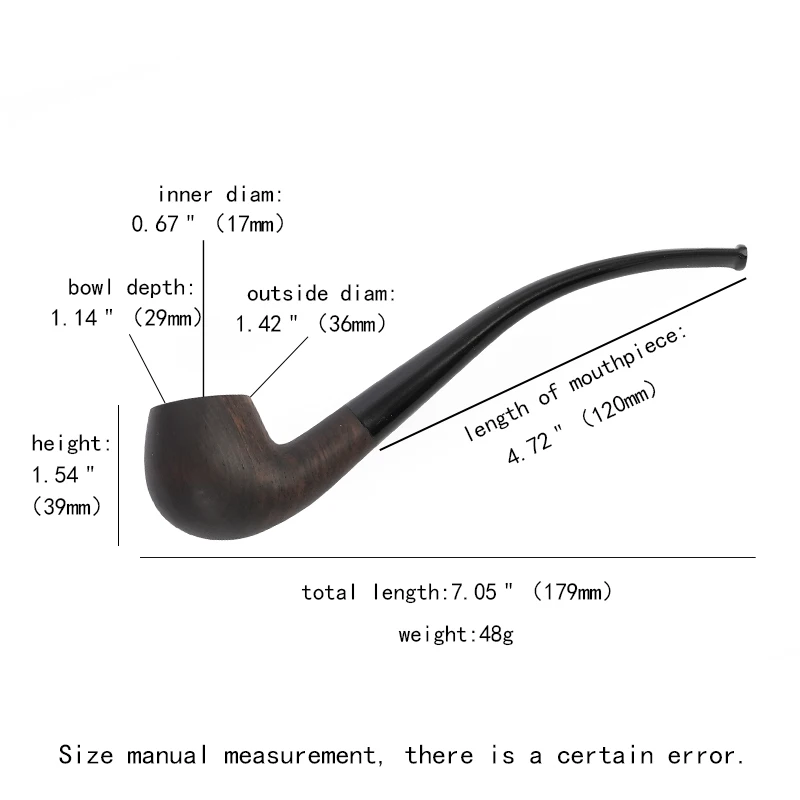 17cm long tobacco pipe church pipe sandalwood bowl acrylic mouth Father's Day gift no filter solid wood smoking