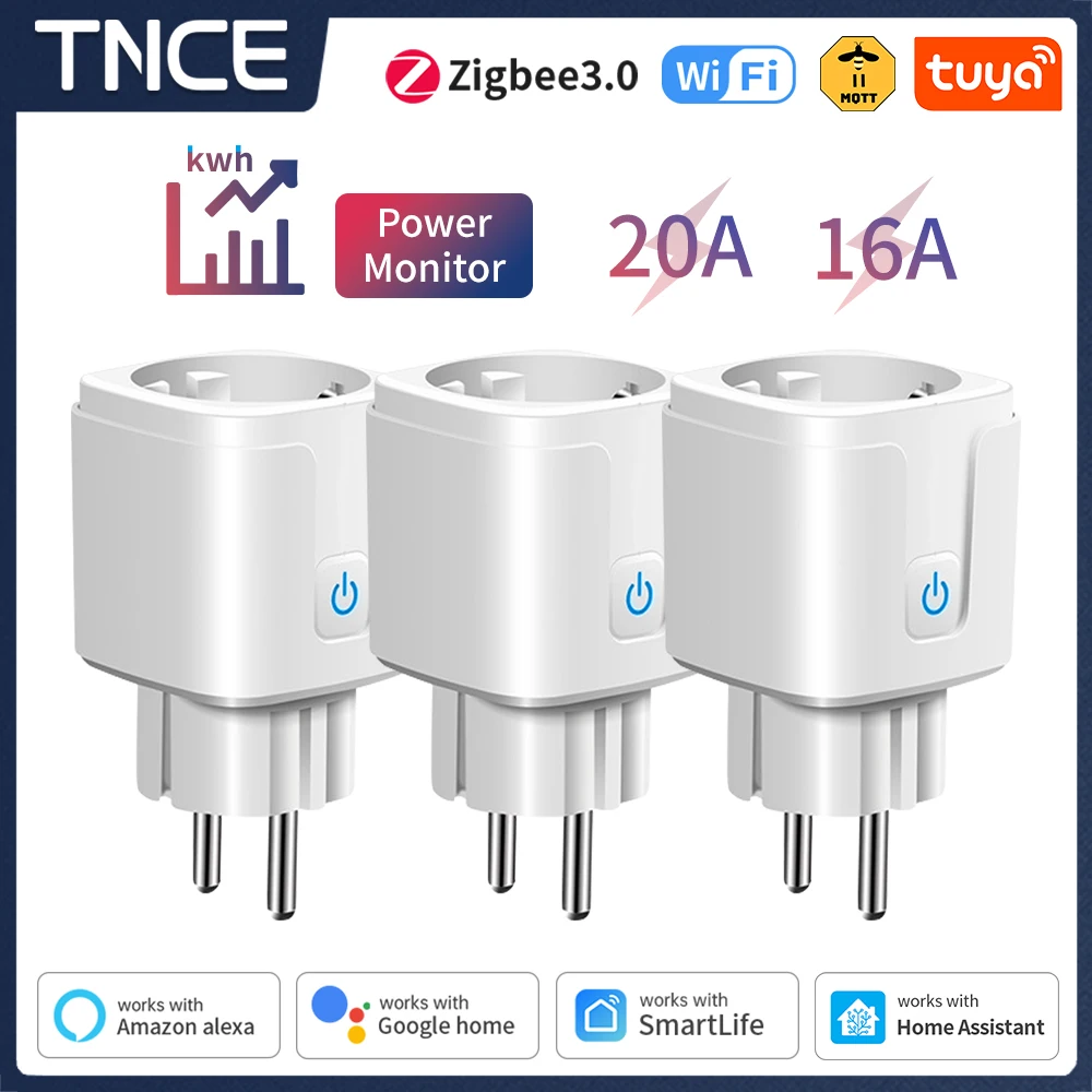 TNCE Tuya WiFi/Zigbee Smart Plug 16A/20A EU สมาร์ทซ็อกเก็ต Power การตรวจสอบฟังก์ชั่นจับเวลาทํางานร่วมกับ Alexa GoogleHome 1