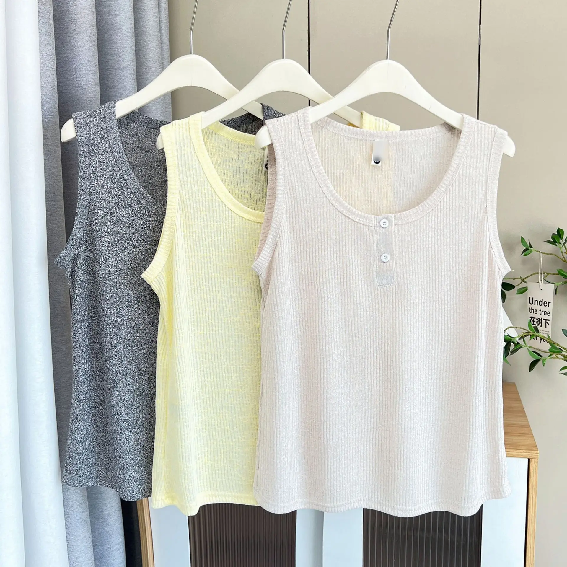 New Plus Size Tank Top Casual Summer U-neck Knitted Vest 100KG With Sleeveless For Women 971