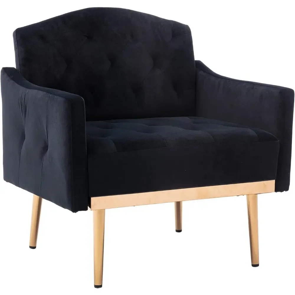 

Бархатный стул с подлокотниками для гостиной, современное кресло с односпальным диваном и металлическими ножками золотого цвета