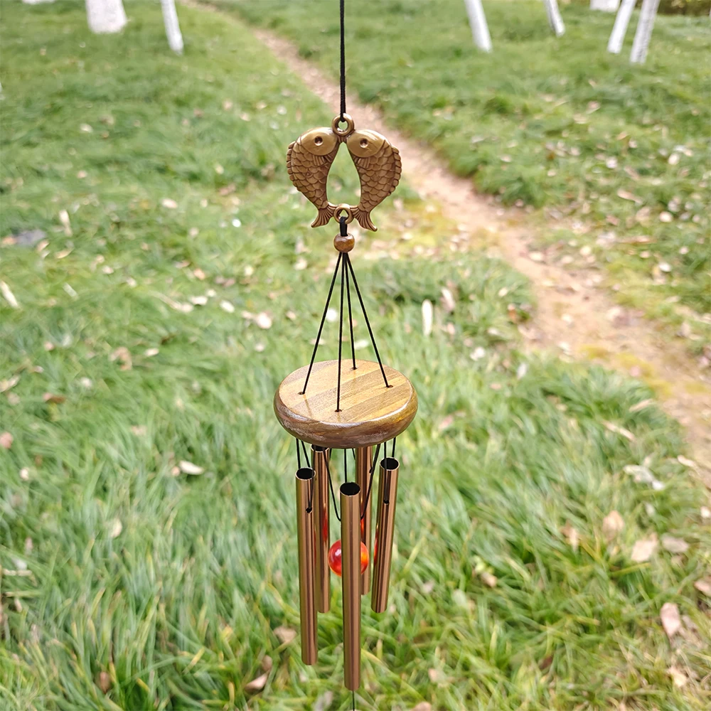 Bronze Harmony Wind Chime with Butterfly and Owl Charms - Outdoor & Garden Decor Gift